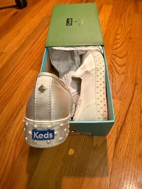 kate spade x Keds White Slip-On Sneakers with Pearl Studs women